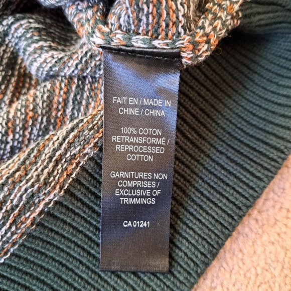 Simons | Le31 Crewneck Striped Sweater Mens XL Green Tan Cotton Long Sleeved - Picture 8 of 10